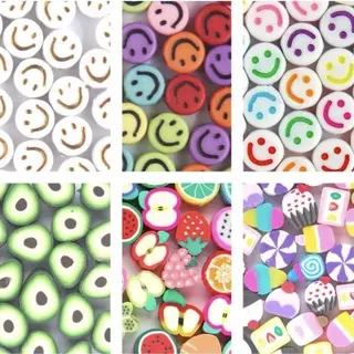 Smileys, Avocado’s, Fruit, Snoep En IJsmix Kralenset – Unieke Mix 90 Stuks – Regenboogkleuren –7 En 10mm Kralen – Acryl En Polymeer Klei -