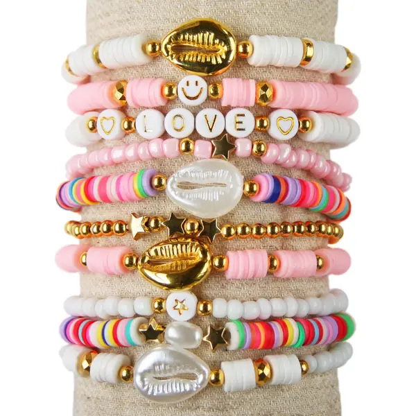 Principessa Katsuki Kralenpakket Voor Armbanden – Ibiza-mix, Roze En Wit – 4 Mm Rocailles Roze En Wit – Gouden Kraaltjes – Kauri Schelpen – Diy thumbnail