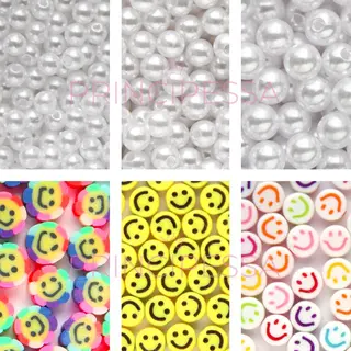 Principessa Parels En Smiley Kralen Set – Unieke Mix 235 Stuks – Wit, Geel En Regenboogkleuren – 5, 6, 7, 8 En 10mm Kralen – Acryl En Polymeer Klei - Zelf