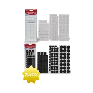 Family Pound 240x Premium Viltjes Stoelpoten - Zwart & Wit - Zelfklevend Anti Kras Meubelvilt Voor Meubels - 240 Stuks - Rond En Vierkant - Zelfklevende Stoelpoot