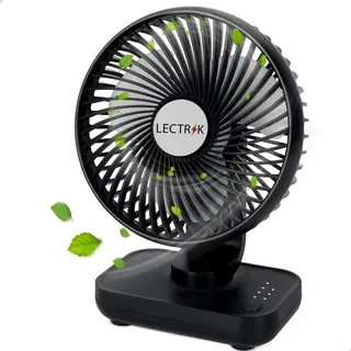 Lectrik Ventilator - Tafelventilator Zwart - Draadloze Fan - Usb - Oplaadbaar - 5.000 MAh - 4 Standen - Klein & Geruisloos