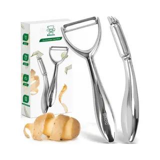 Bikolo® Dunschiller Set Roestvrij Staal – Dunschillers - Rvs Dunschiller Aardappel - Aardappelschiller - Scherp Gekarteld Roestvrij Staal Mes