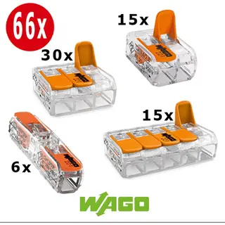Wago Lasklemmen Assortiment Serie 221 - 2, 3 En 5 Voudig (66 Stuks) Big Pack - Tornitrex®