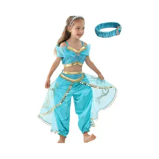 Joyakids Joya Kids® Verkleed Prinses Kostuum | Arabische Prinsessen Jurk | Maat 104-110 (110) + Haarband | Cadeau Meisje Sinterklaas