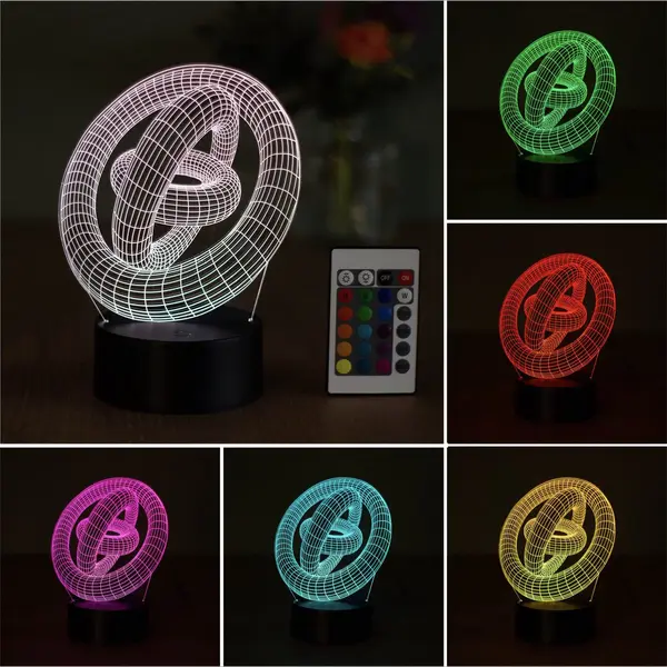 Klarigo®️ Nachtlamp – 3D Led Lamp Illusie – 16 Kleuren – Bureaulamp – Infinity - Infinity Loop – Sfeerlamp – Nachtlampje Kinderen – thumbnail