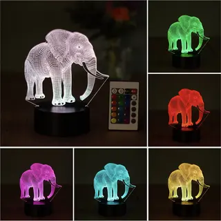 Klarigo®️ Nachtlamp – 3D Led Lamp Illusie – 16 Kleuren – Bureaulamp – Olifant – Sfeerlamp – Nachtlampje Kinderen – Creative -