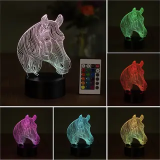 Klarigo®️ Nachtlamp – 3D Led Lamp Illusie – 16 Kleuren – Bureaulamp – Paarden Lamp – Sfeerlamp – Nachtlampje Kinderen – Creative Lamp