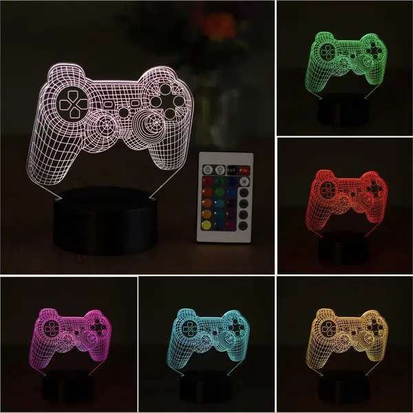 Klarigo® Nachtlamp – 3D Led Lamp Illusie – 16 Kleuren – Bureaulamp- Playstation 5 – PS5 - Playstation Lamp – Playstation Controller - Fifa thumbnail