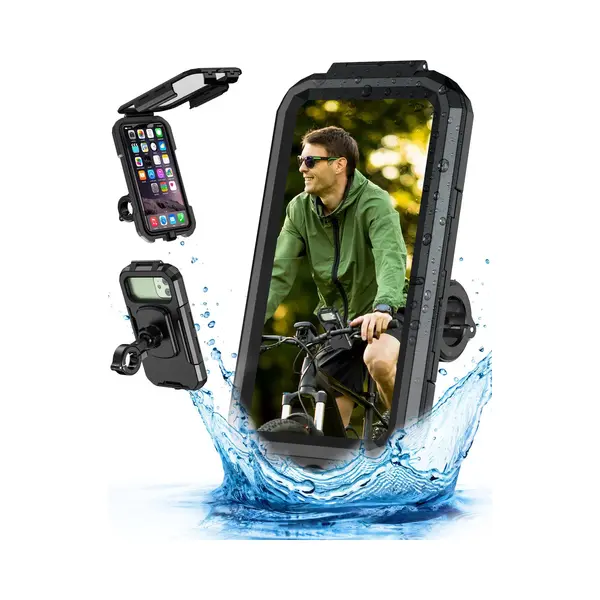 ISetchi Telefoonhouder Fiets Waterdicht - Drie Stuur Adapters - Anti-Schok Laag - Universeel - Smartphone Gsm Mobiel Houder - Motor, Fiets & Scooter thumbnail