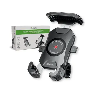 ISetchi Telefoonhouder Fiets - Quick Release - Universele Stuurrubbers - Zwart