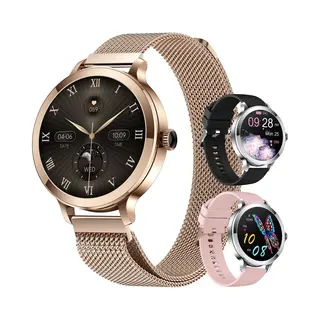 Golden Sound Amoled Smartwatch Dames - 3 Extra Bandjes - Horloge Dames - Geschikt Voor Elke Laptop En Smartphone - Stappenteller - Slaapmonitor -