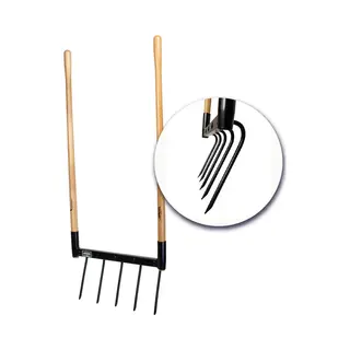 De Woeler - DW5 - Woelvork Grelinette - Spitvork/Tuinwoeler/Spade - Roestvrij - Ergonomisch - Fsc Hout - 6 Jaar Garantie