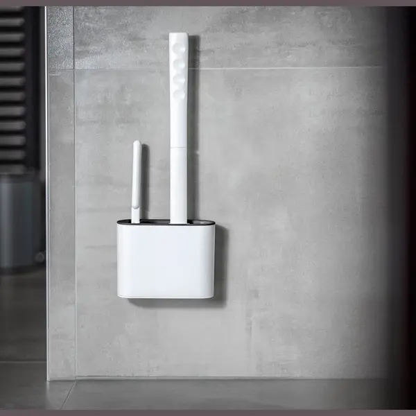 Lopoleis Wc Borstel – Toiletborstel – Gesloten Bodem – Wc Borstel Met Randreiniger – Siliconen – Antraciet – Wc Borstel Met Houder – thumbnail