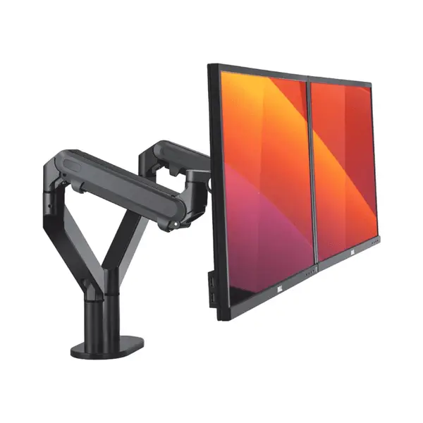 Alberenz® Doppelmonitorhalterung Mit Gasfeder, Verstellbarer Monitorarm Für 2 Bildschirme, 17-27" Monitore, Ergonomisches Design, Höhenverstellbar thumbnail