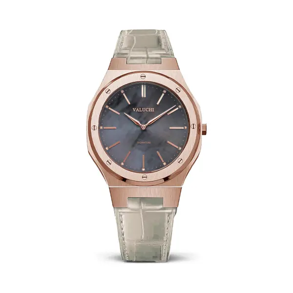 Valuchi Luxury Fashion Women's Signature Waterproof Stainless Steel Italian Leather Japanese Quartz Mineral Glass Casual Designer Dress Watch, Rose thumbnail