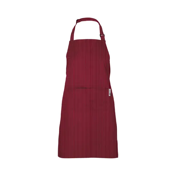 Chefs Fashion - Keukenschort Voor Dames En Heren - Unisex - Bordeaux Met Witte Strepen - 2 Zakken - Simpel Verstelbaar - 71 X 82 Cm thumbnail