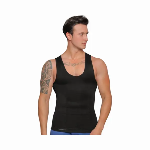 Tafuer - Corrigerend Hemd Mannen - Body Buik Shapewear Shirt - Slim Waist Shaper - Mode - Body Shaper - Mouwloos - Zwart - Xxl thumbnail