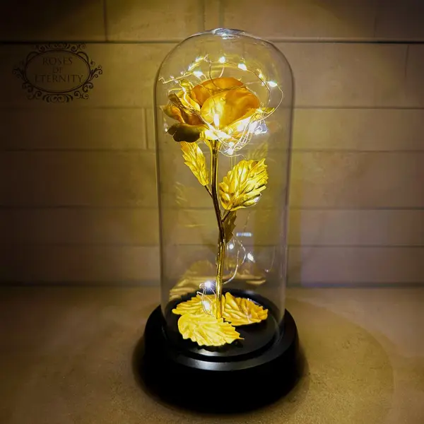 Roses Of Eternity - Gouden Roos In Glazen Stolp Met Led - Cadeau Voor Vrouw, (beste) Vriendin, Haar - Valentijn - Moederdag - Valentijnsdag - Huwelijk thumbnail