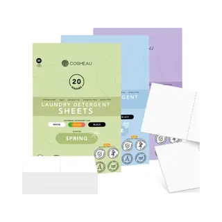 Cosmeau Waschmittel Blätter Mix Pack – Bis Zu 60 Waschgänge – Nachhaltiges Waschmittel Für Weiß, Farbe Und Schwarz – Abbaubar & Perfektes