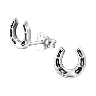 Jyc Joy|S - Zilveren Hoefijzer Oorbellen - 7 Mm - Geoxideerd - Kinderoorbellen