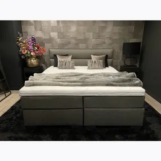 dreambedden Boxspring 120x190 Kiev - Incl. Meegestofferde 7-zones Pocketvering Matrassen - Hotel Topper Xl 10cm Dik - Extra Stevig