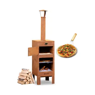 BluMill Outdoor Pizza Oven - Tuinhaard - Bbq - Inclusief Pizzasteen, Vuurpook En Thermometer - Terrashaard - Corten Staal
