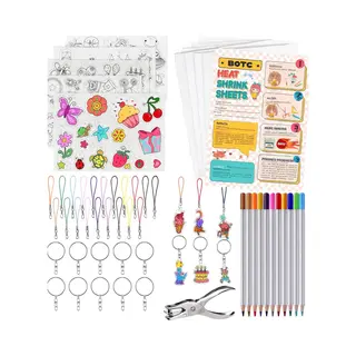 Botc Krimpfolie Set - 200-delig - Knutselen Krimpie Dimpie - Sieraden En Sleutelhangers Maken - Inclusief Attributen En Handleiding