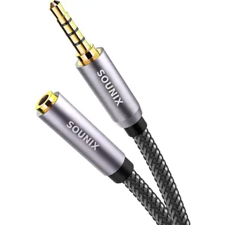 Sounix Aux Kabel - Verlengkabel Voor Hoofdtelefoon - Stereo Audio Verlengkabel 3.5 Mm - 2 Meter - 4-polig - Male Naar 3, 5 Mm Female - Trrs - Gold