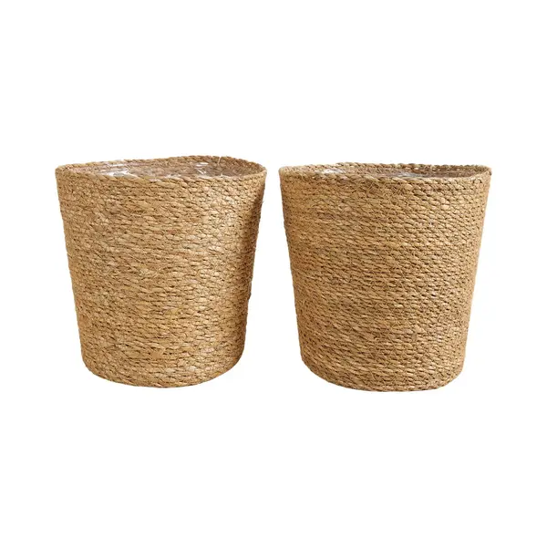Bloomique - Geflochtener Blumentopf Maki - Set Mit 2 Töpfen - Beige - Seegras - Korb Für Pflanzen - Innen Und Außen - H22x Ø21 thumbnail