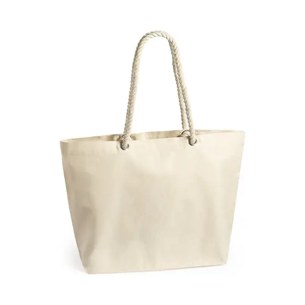 Strandtas - Big Shopper - Schoudertas - Boodschappentas - Vrouw - Heren - Dames - 55 X 39 Cm - Katoen - Beige thumbnail