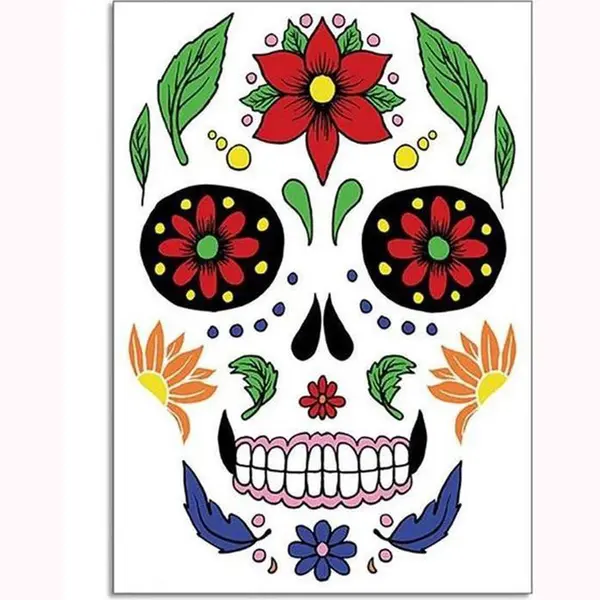 Plaktatoeage Halloween - Tattoo Set - Neptattoo Volwassenen - Dia De Los Muertos - Day Of The Dead thumbnail