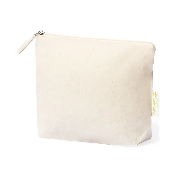 Toilettas - Make Up Tasje - Etui - Dames - Heren - Duurzaam - 2, 1 Liter - 22 X 16 Cm - Biologisch Katoen - Naturel thumbnail