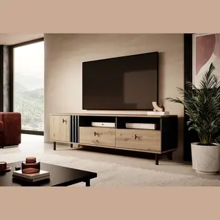 Meubella Tv-Meubel Marcos - Eiken - Antraciet - 165 Cm