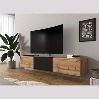 Meubella Tv-Meubel Bonzo - Eiken - Zwart - 180 Cm