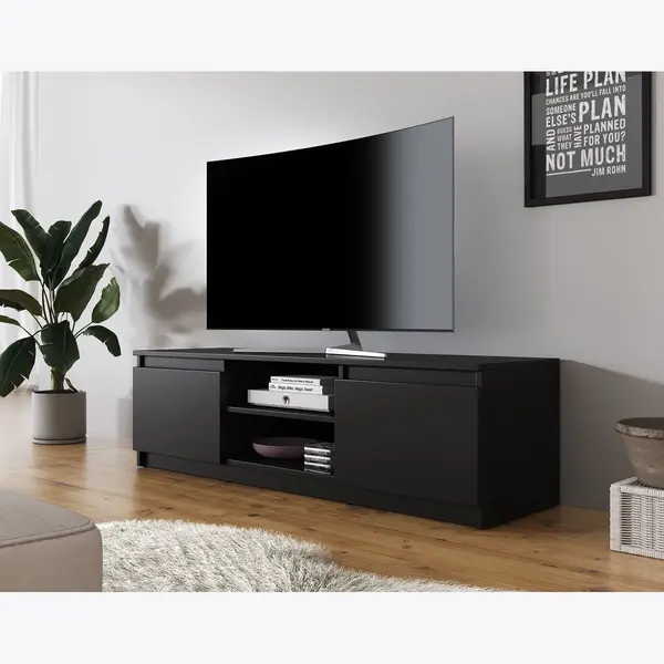 Meubella - Tv-Meubel Diaz - Mat Zwart - 120 Cm thumbnail