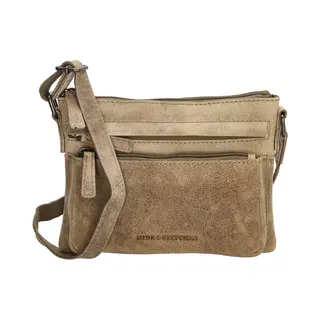 Hide & Stitches Idaho Crossbody Schoudertas - 100% Leder - Leren Dames Tas - Donkerzand