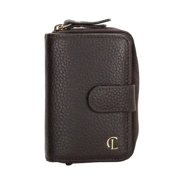 Charm London Washington Creditcard Etui - Pasjeshouder - Creditcardhouder - Rfid - Bescherming - Muntgeld - Briefgeld - Leren Dames Tas - Donkerbruin thumbnail