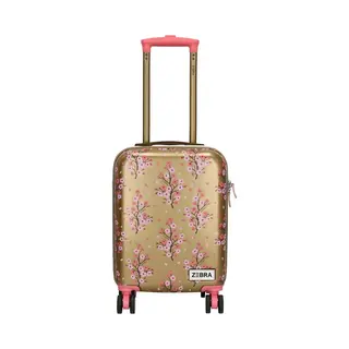Zebra Trends Avonturier Kinder Koffer - Vakantie - Abs - 4 Wielen - Handbagage Trolley - Kersenbloem - Goud