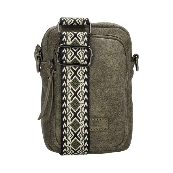 Beagles Malaga Crossbody Telefoontasje - Trendy Schouderband - Premium Leatherlook - Dames Tas - Olijfgroen thumbnail