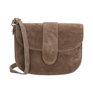 Charm London Anna Schoudertas - Crossbody - Suede - Leer - Leren Dames Tas - Donkertaupe