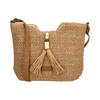 Beagles Lanzarote Schoudertas - Crossbodytas - Riet - Schouderband - Verstelbaar - Dames Tas - Natuur