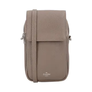 Charm London Washington Telefoontasje - Telefoon - Pasjes - Crossbody - Schoudertas - Leren Dames Tas - Taupe