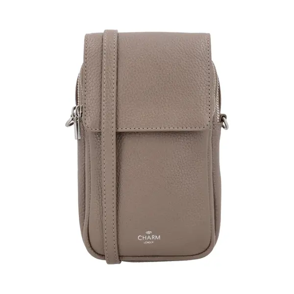 Charm London Washington Telefoontasje - Telefoon - Pasjes - Crossbody - Schoudertas - Leren Dames Tas - Taupe thumbnail