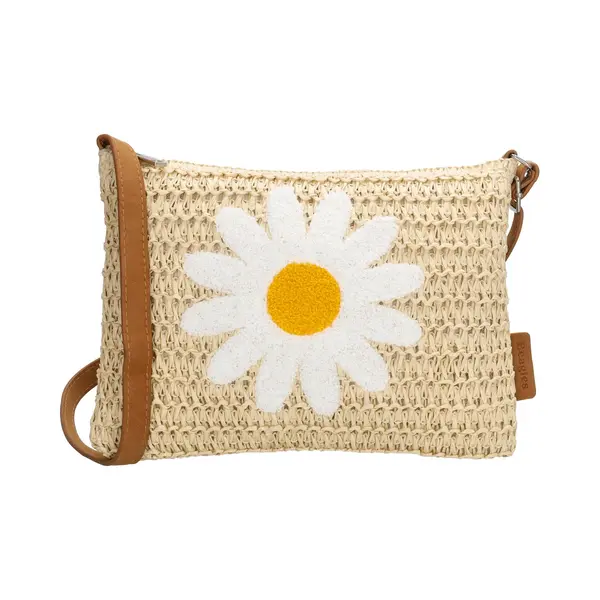 Beagles Fuerteventura Schoudertas - Crossbody - Riet - Madelief - Dames Tas - Licht Natuur thumbnail