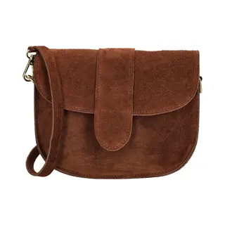 Charm London Anna Schoudertas - Crossbody - Suede - Leer - Leren Dames Tas - Cognac
