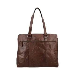 Hide & Stitches Westland Laptoptas 15, 6 Inch - Werk - School - Tas - Laptopvak - Leren Dames Tas - Donkerbruin