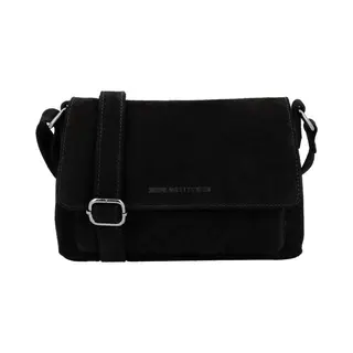 Hide & Stitches Brazos Schoudertas - Suede - Crossbody - Leer - Overslag - Leren Dames Tas - Zwart