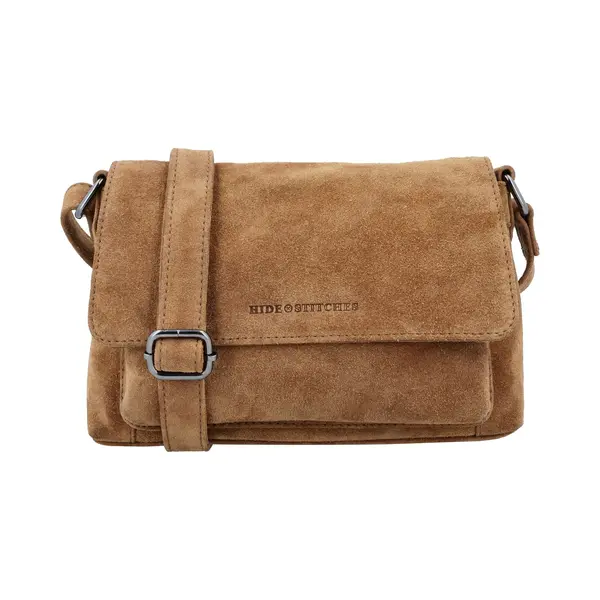Hide & Stitches Brazos Schoudertas - Suede - Crossbody - Leer - Overslag - Leren Dames Tas - Camel thumbnail