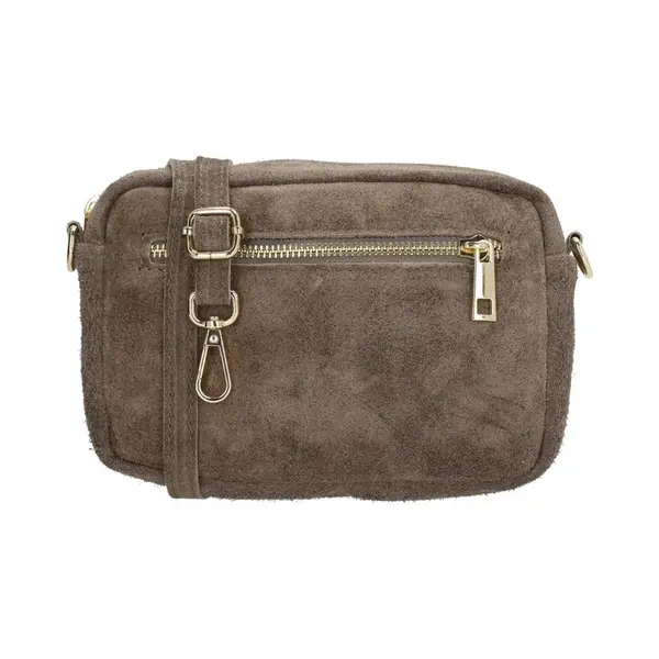 Charm London Elisa Schoudertas - Crossbody - Camerabag - Suede - Leer - Leren Dames Tas - Taupe thumbnail