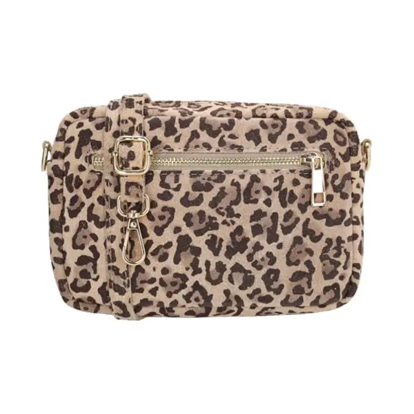 Charm London Elisa Schoudertas - Crossbody - Camerabag - Suede - Leer - Leren Dames Tas - Luipaard thumbnail
